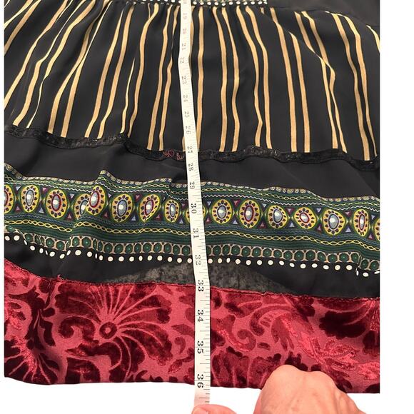 Ulla Popken Boho Floral Hearts Mixed Media Velvet Trim Mini Dress, size 24/26 - Picture 4 of 7